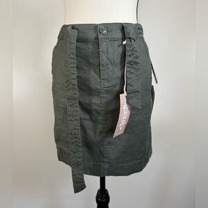 Liverpool Olive Tie-Front Mini Skirt